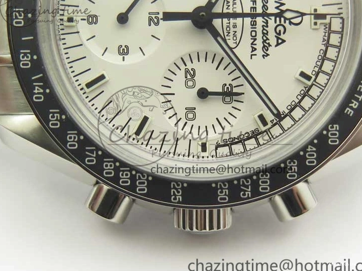 1227 Lightweight Speedmaster SS Snoopy OMF Best Edition White Dial on SS Bracelet Manual Winding Chrono Movement 7992
